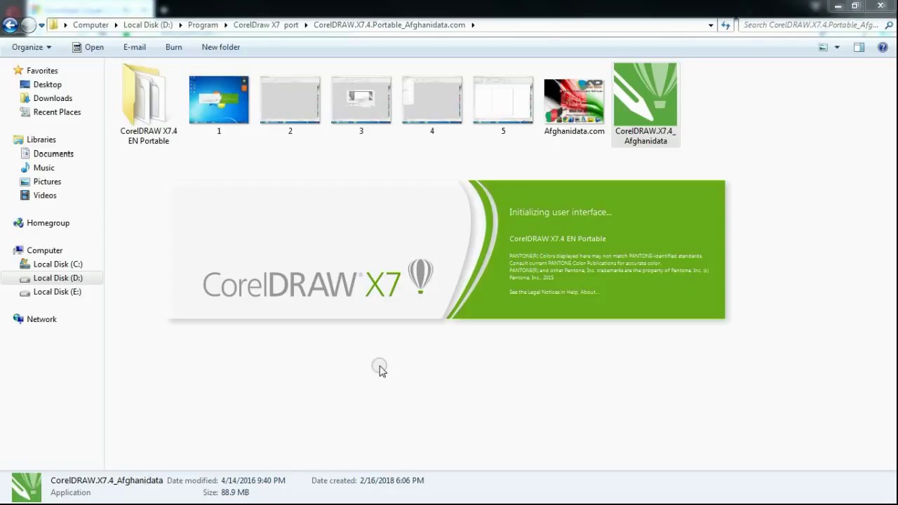 Corel draw x7 portable tidak bisa dibuka di windows 7